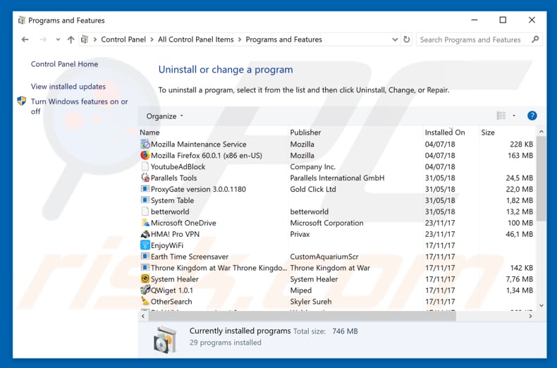 special-promotions.online adware uninstall via Control Panel