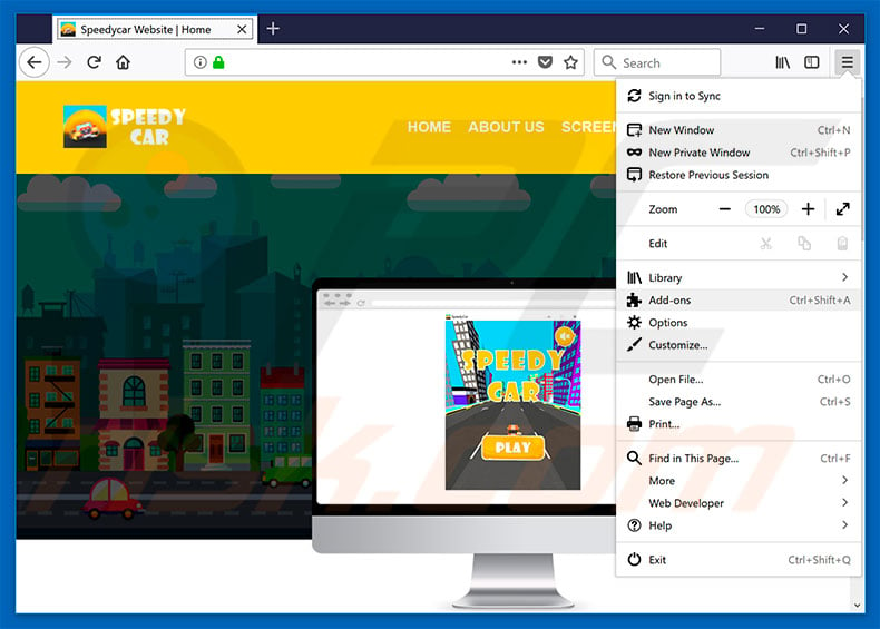 Removing SpeedyCar ads from Mozilla Firefox step 1