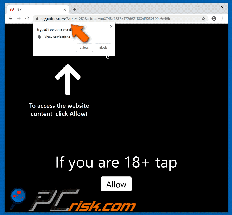 trygetfree.com pop-up
