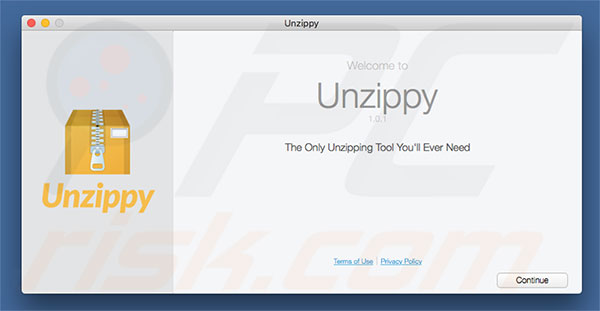 Delusive installer used to promote Unzippy