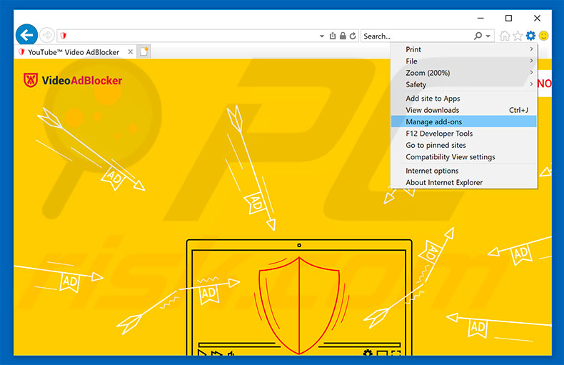 Removing Video AdBlocker ads from Internet Explorer step 1