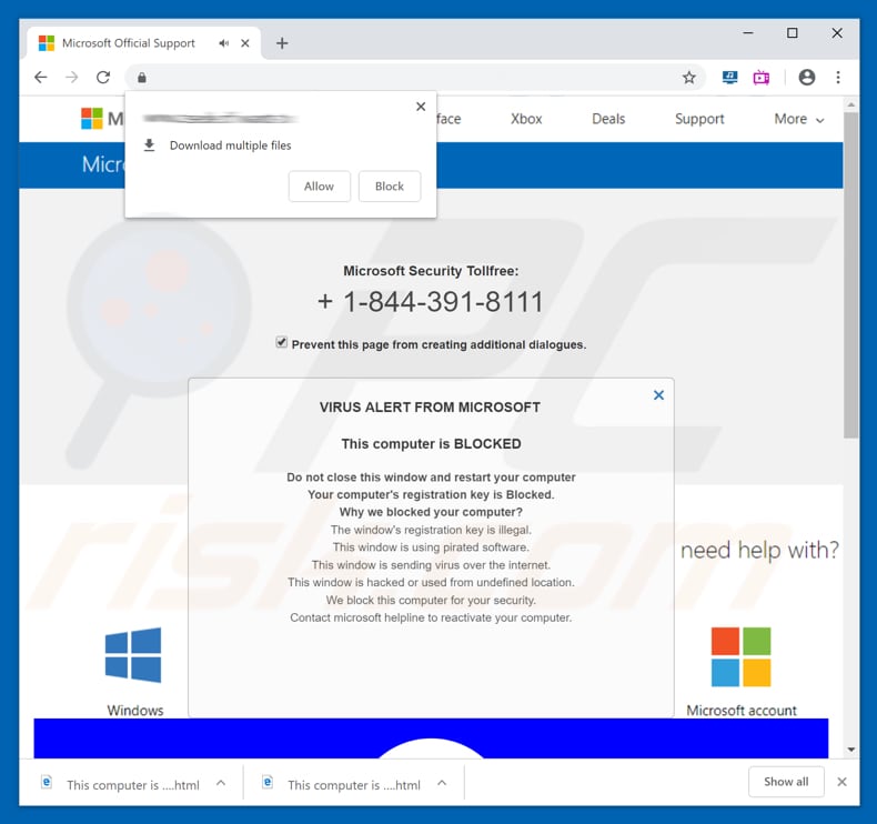 Microsoft Security Tollfree scam