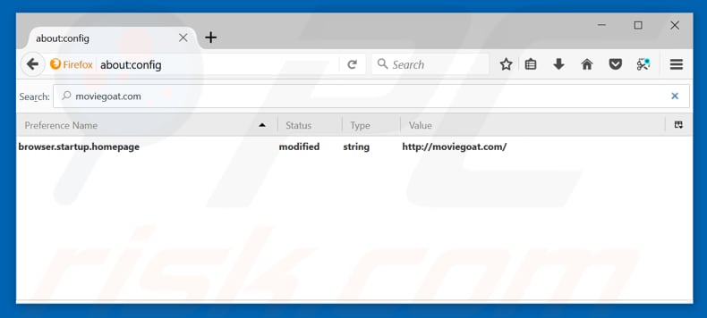 Removing feed.moviegoat.com from Mozilla Firefox default search engine