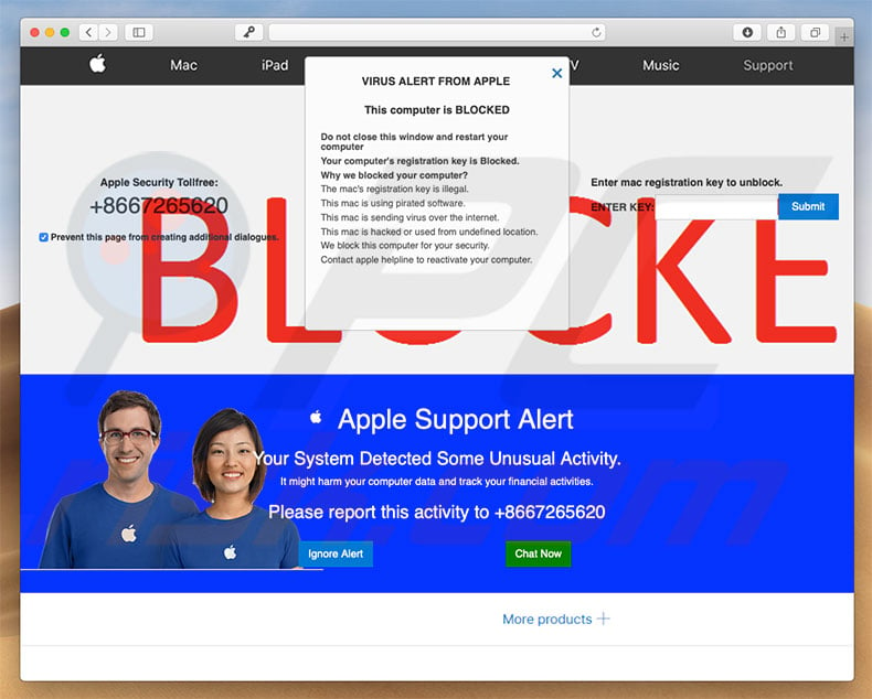 Apple Support Alert scam