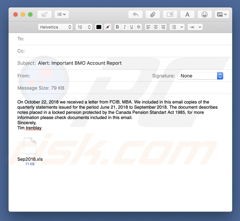 BMO Account Report Email Virus