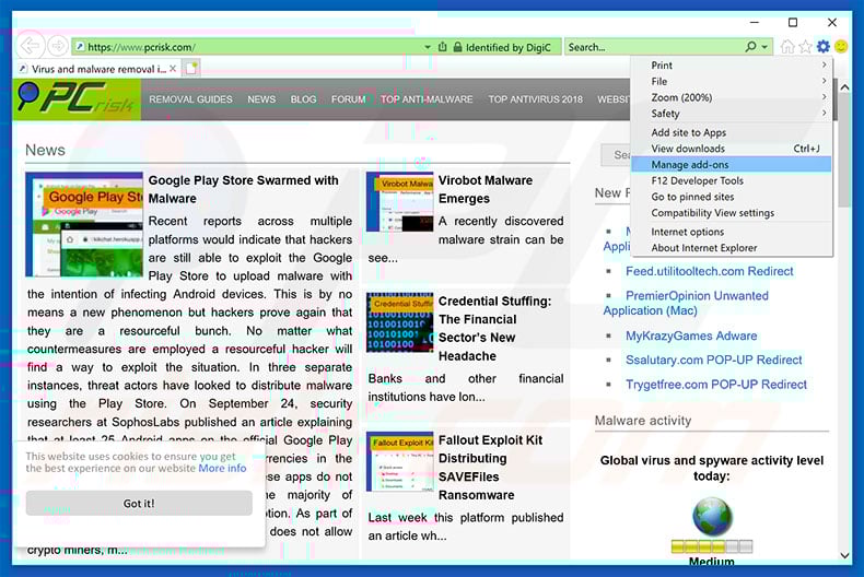 Removing Check Out More Cool Stories ads from Internet Explorer step 1