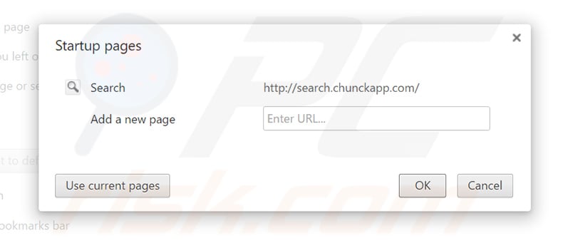 Removing search.chunckapp.com from Google Chrome homepage