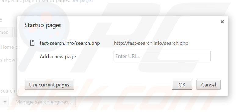 Removing fast-search.info from Google Chrome homepage