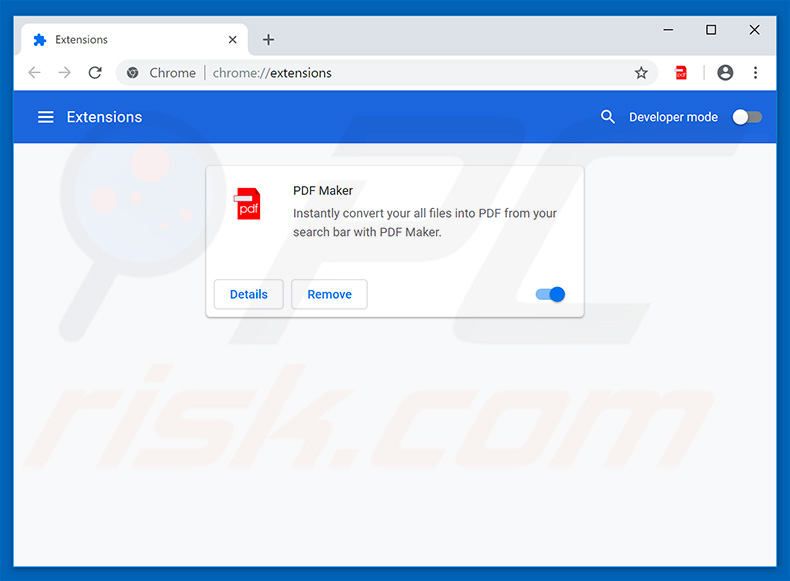 Removing feed.pdf-maker.com related Google Chrome extensions