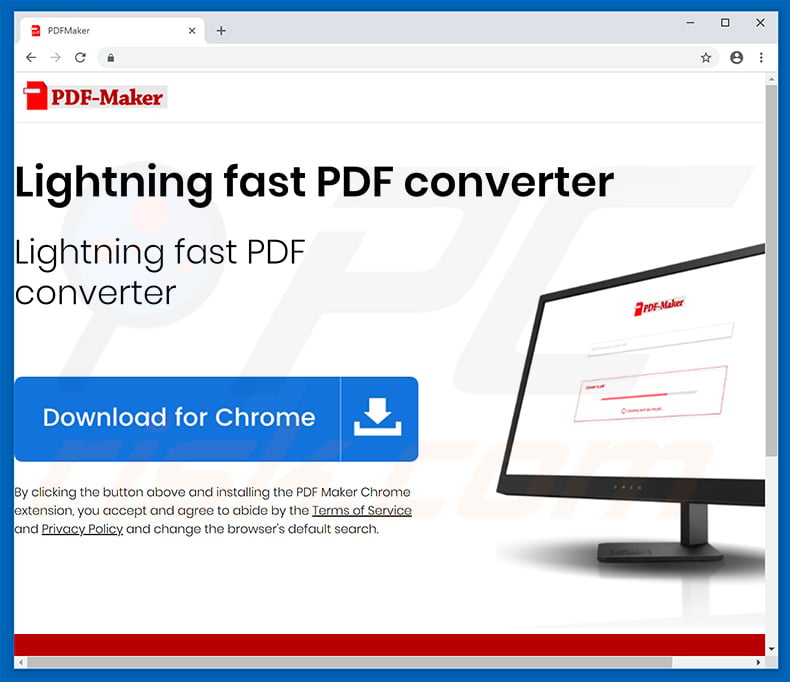 Website used to promote PDF Maker browser hijacker