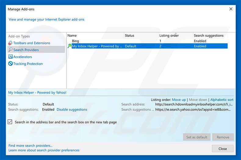 Removing gaminghub.online from Internet Explorer default search engine