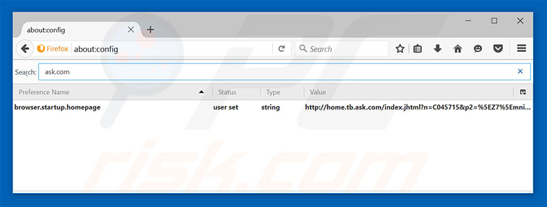Removing home.tb.ask.com from Mozilla Firefox default search engine