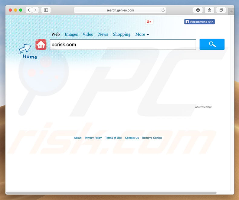 Genieo browser hijacker on a Mac computer