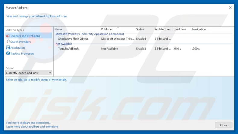 Removing globaladmedia.net ads from Internet Explorer step 2