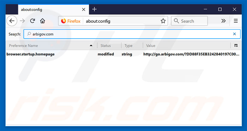 Removing go.arbigov.com from Mozilla Firefox default search engine