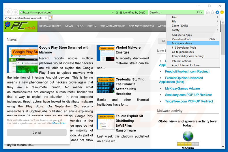 Removing mntzr-l-o-a-d-i-n-g.com ads from Internet Explorer step 1