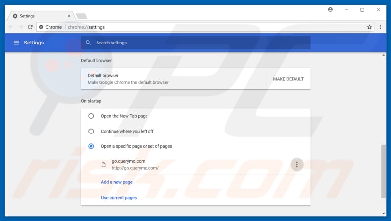 Removing go.querymo.com from Google Chrome homepage