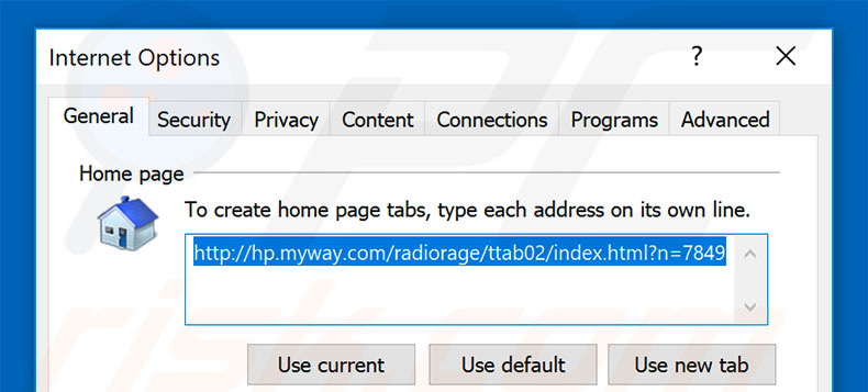 Removing hp.myway.com from Internet Explorer homepage