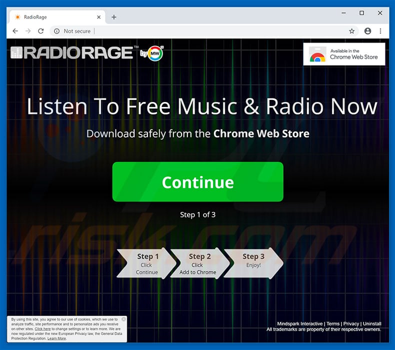 Website used to promote RadioRage browser hijacker
