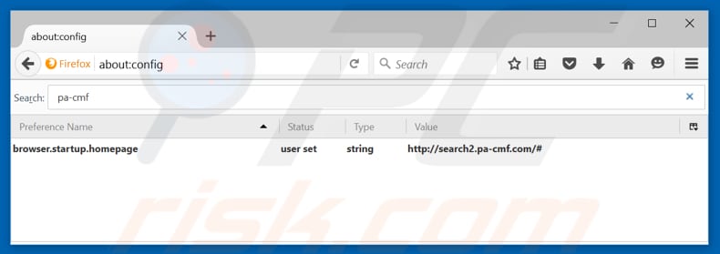 Removing search.pa-cmf.com from Mozilla Firefox default search engine