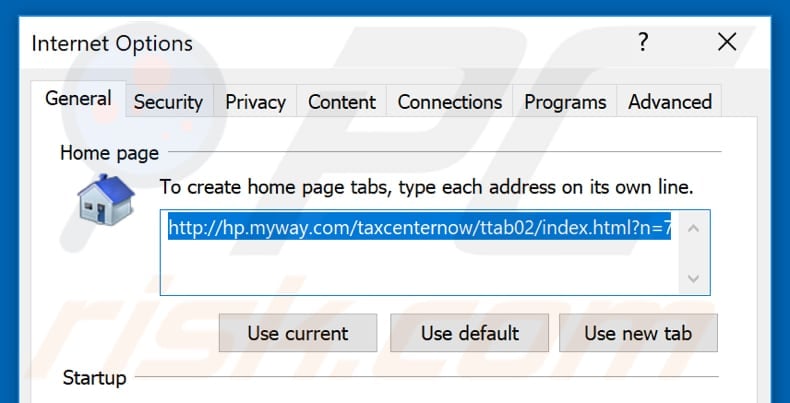 Removing hp.myway.com from Internet Explorer homepage