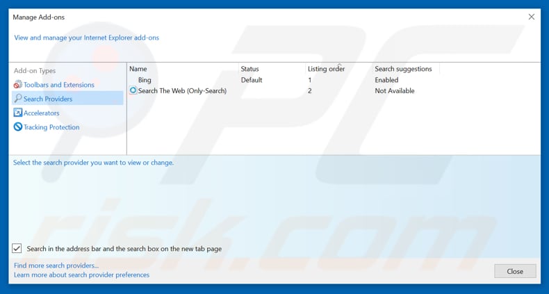 Removing uc123.com from Internet Explorer default search engine