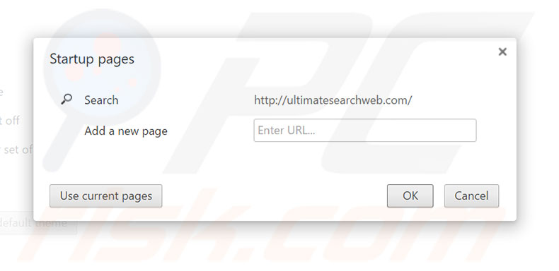 Removing ultimatesearchweb.com from Google Chrome homepage