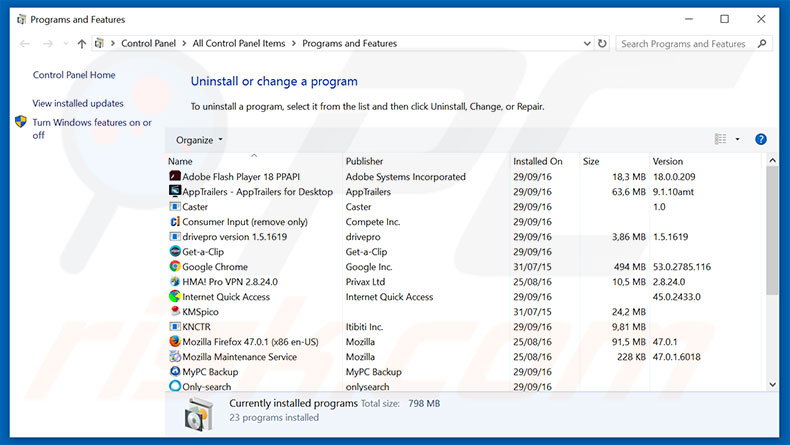 yourconnectivity.net browser hijacker uninstall via Control Panel