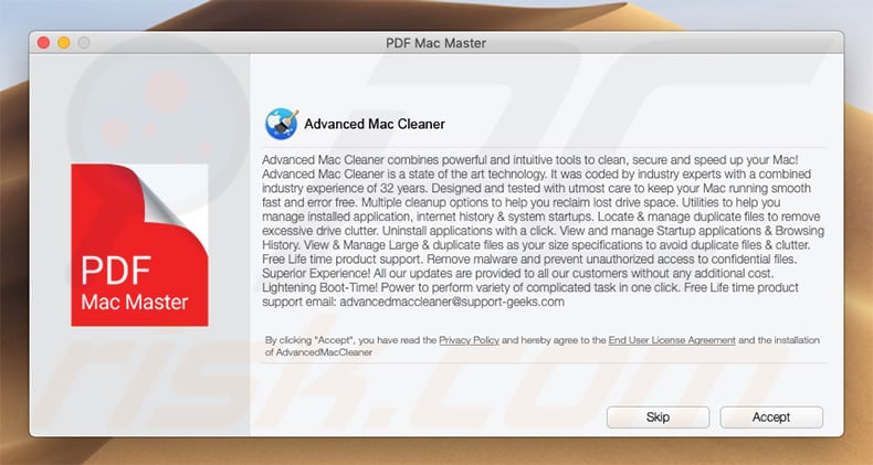 advance mac cleaner fake