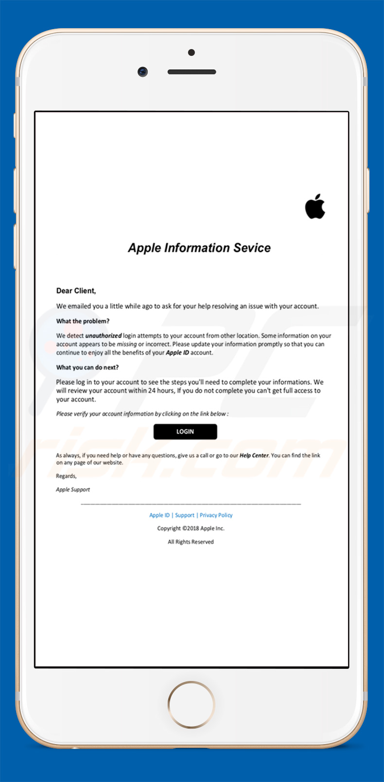 Apple Email Virus stealing accounts