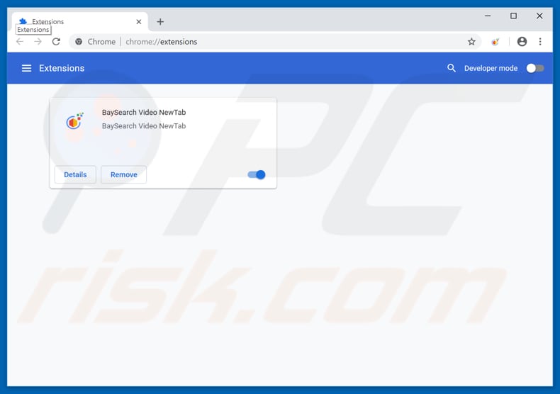 Removing baysearch.co related Google Chrome extensions