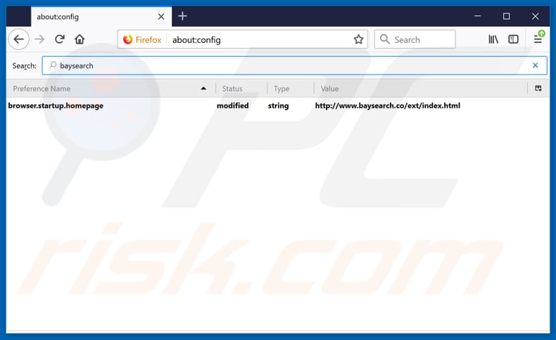 Removing baysearch.co from Mozilla Firefox default search engine