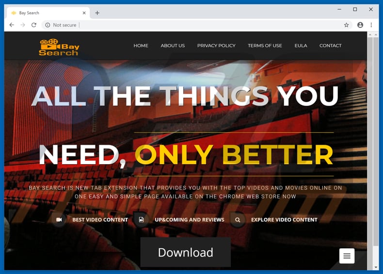 Website used to promote Baysearch Video browser hijacker