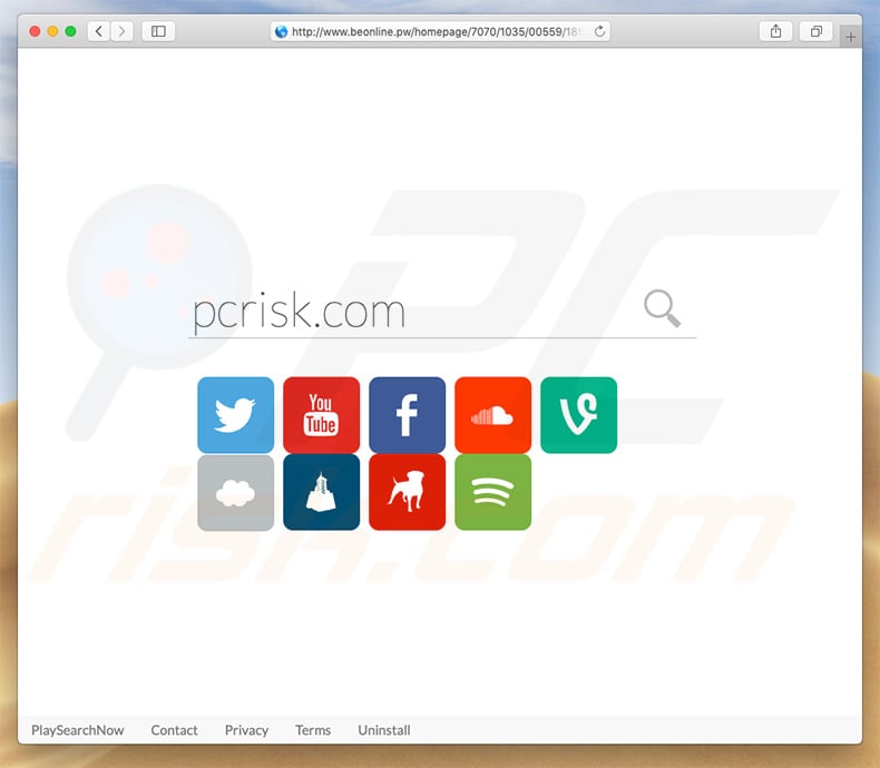beonline.pw browser hijacker on a Mac computer