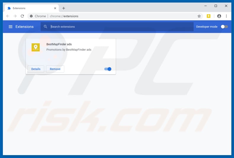 Removing BestMapFinder ads from Google Chrome step 2