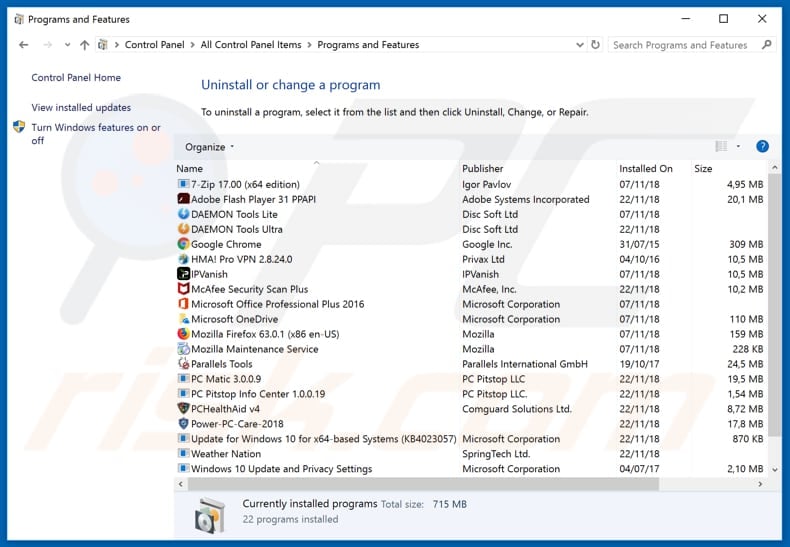 BestMapFinder adware uninstall via Control Panel