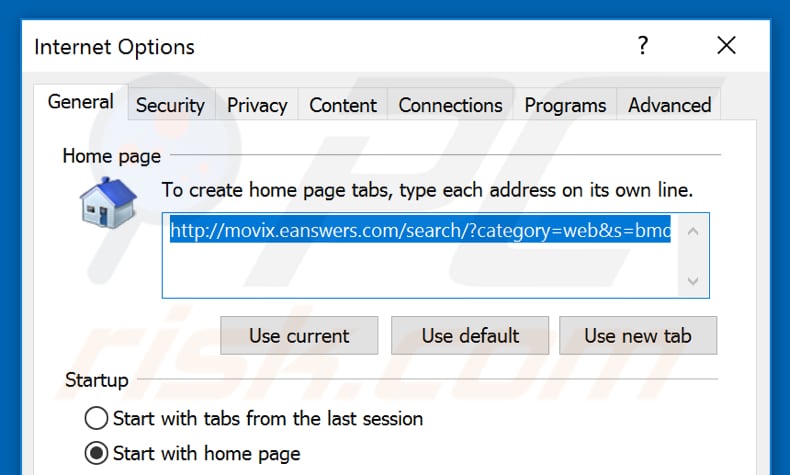 Removing eanswers.com from Internet Explorer homepage