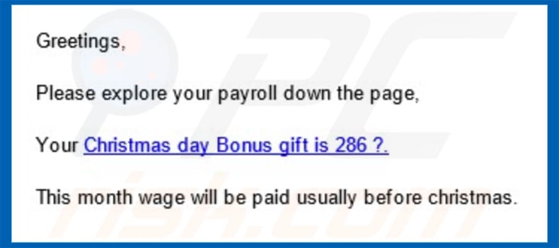 Christmas Day Bonus Gift Email Virus