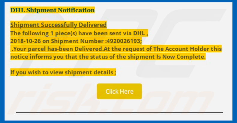 DHL Email Virus email