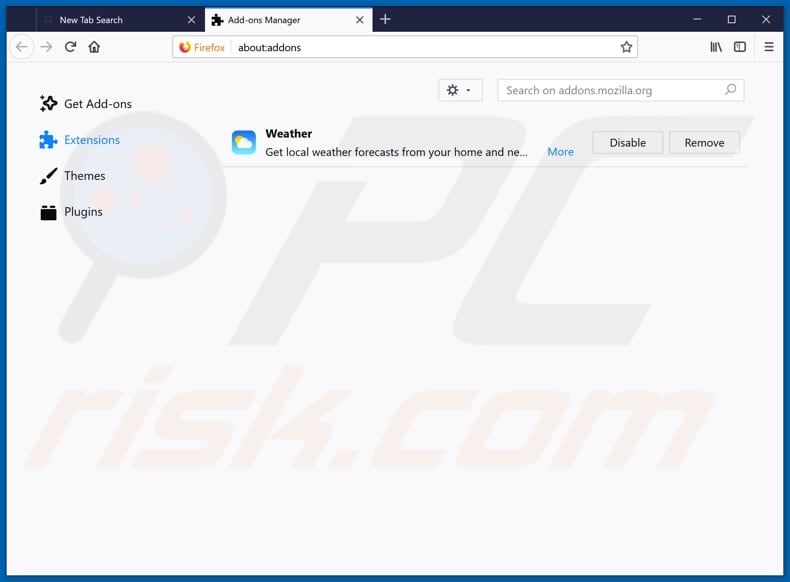 Removing search.hdopplerweatherradar.co related Mozilla Firefox extensions