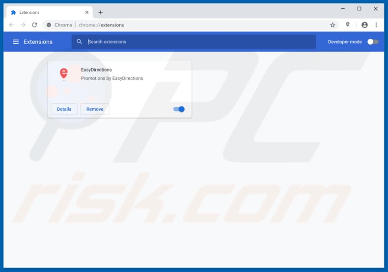 Removing EasyDirections ads from Google Chrome step 2