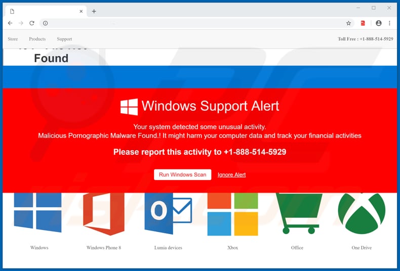second pop-up window of Error 0xc004f014 pop-up scam