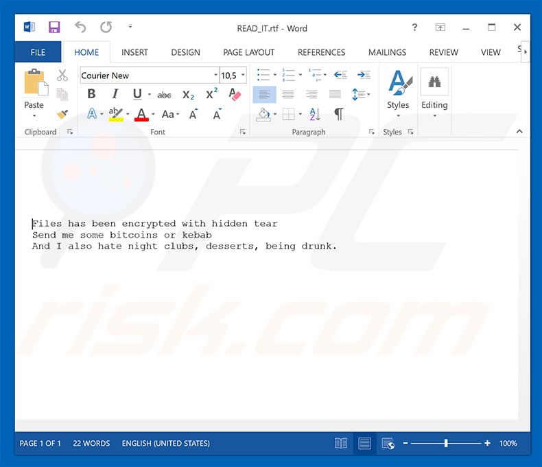 Facebook ransomware rtf file