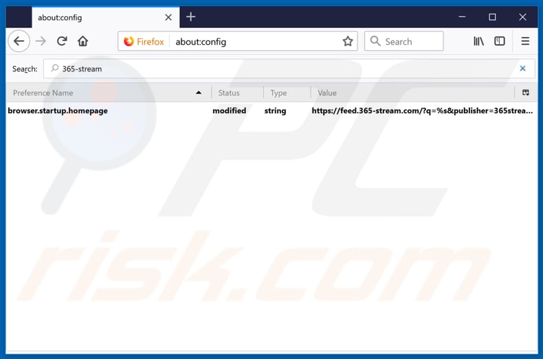 Removing feed.365-stream.com from Mozilla Firefox default search engine