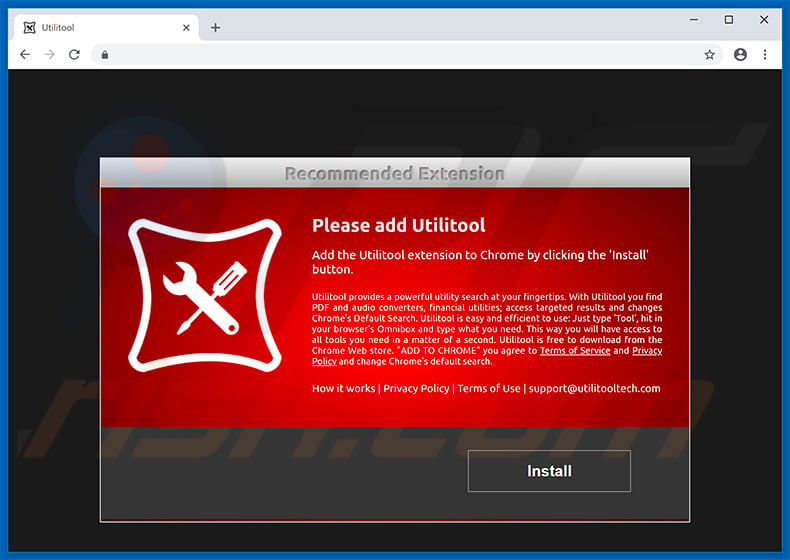 Ad promoting Utilitool browser hijacker