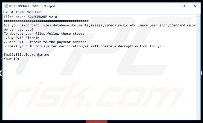 FilesLocker v2.0 ransom note in english