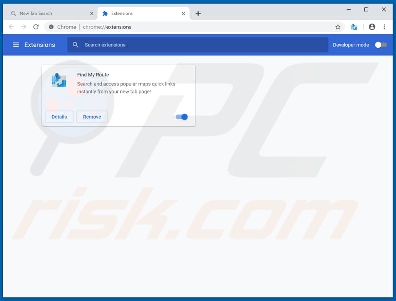 Removing search.hfindmyroute.co related Google Chrome extensions