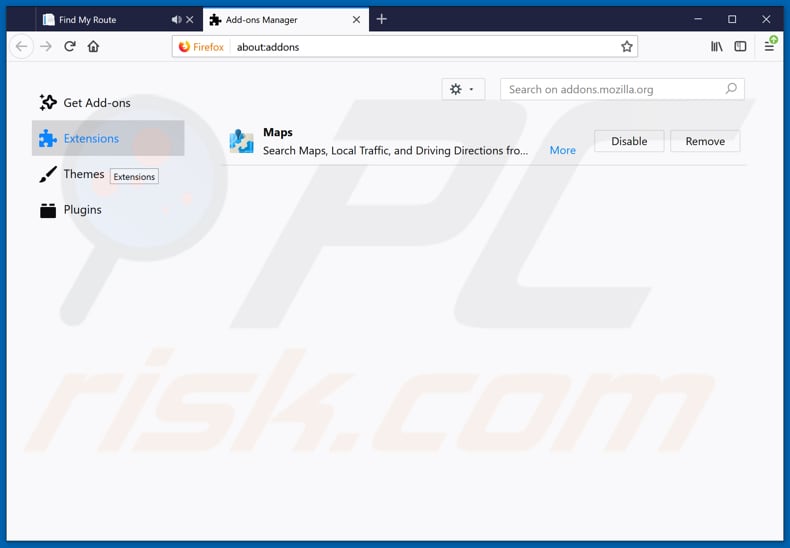 Removing search.hfindmyroute.co related Mozilla Firefox extensions