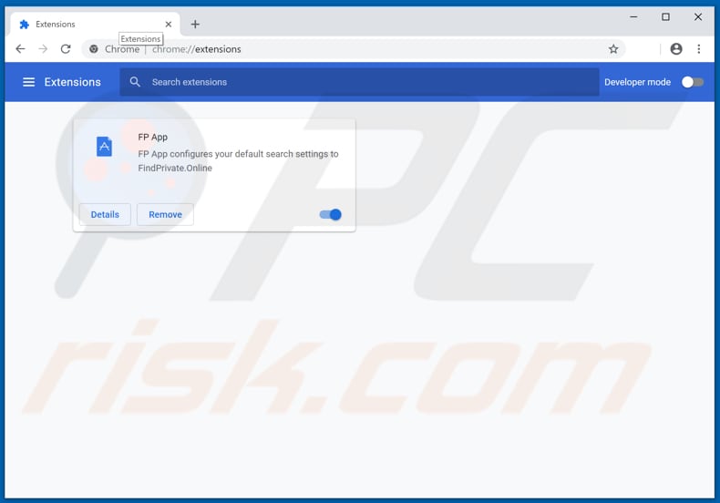 Removing findprivate.online related Google Chrome extensions