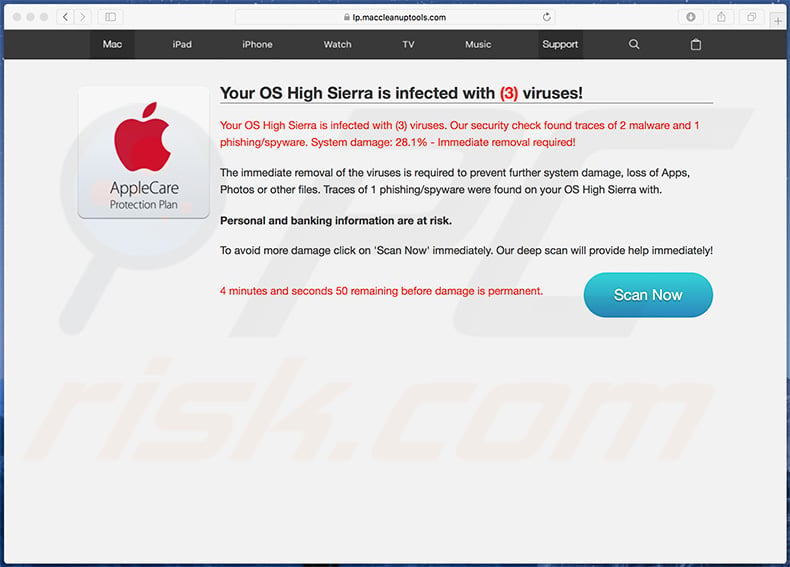 Your OS High Sierra Is Infected With (3) Viruses! scam
